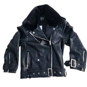 Line and Dot Moto Leather Jacket black size small